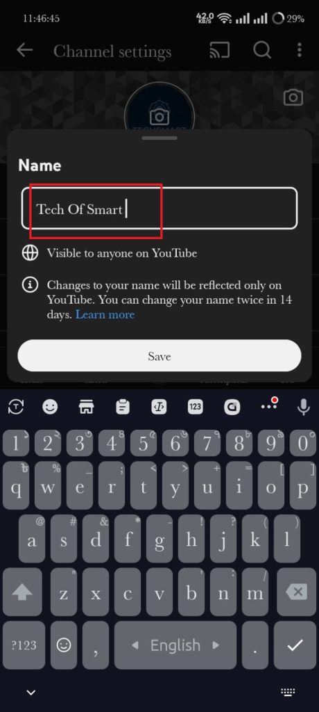 change youtube channel name