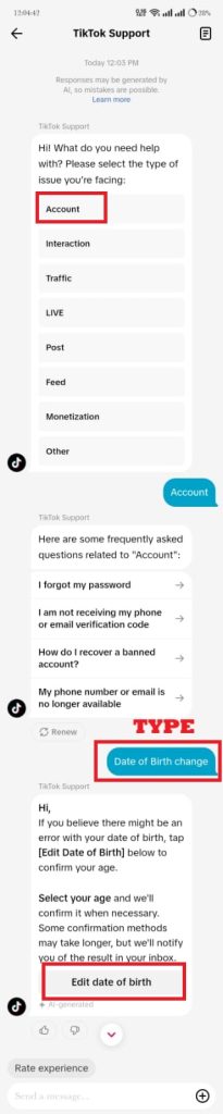 how to change age on tiktok